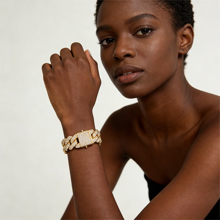 Gold plated hip hop bracelet
